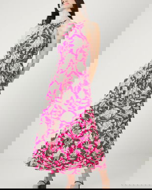 Medicine rochie culoarea roz, maxi, evazați