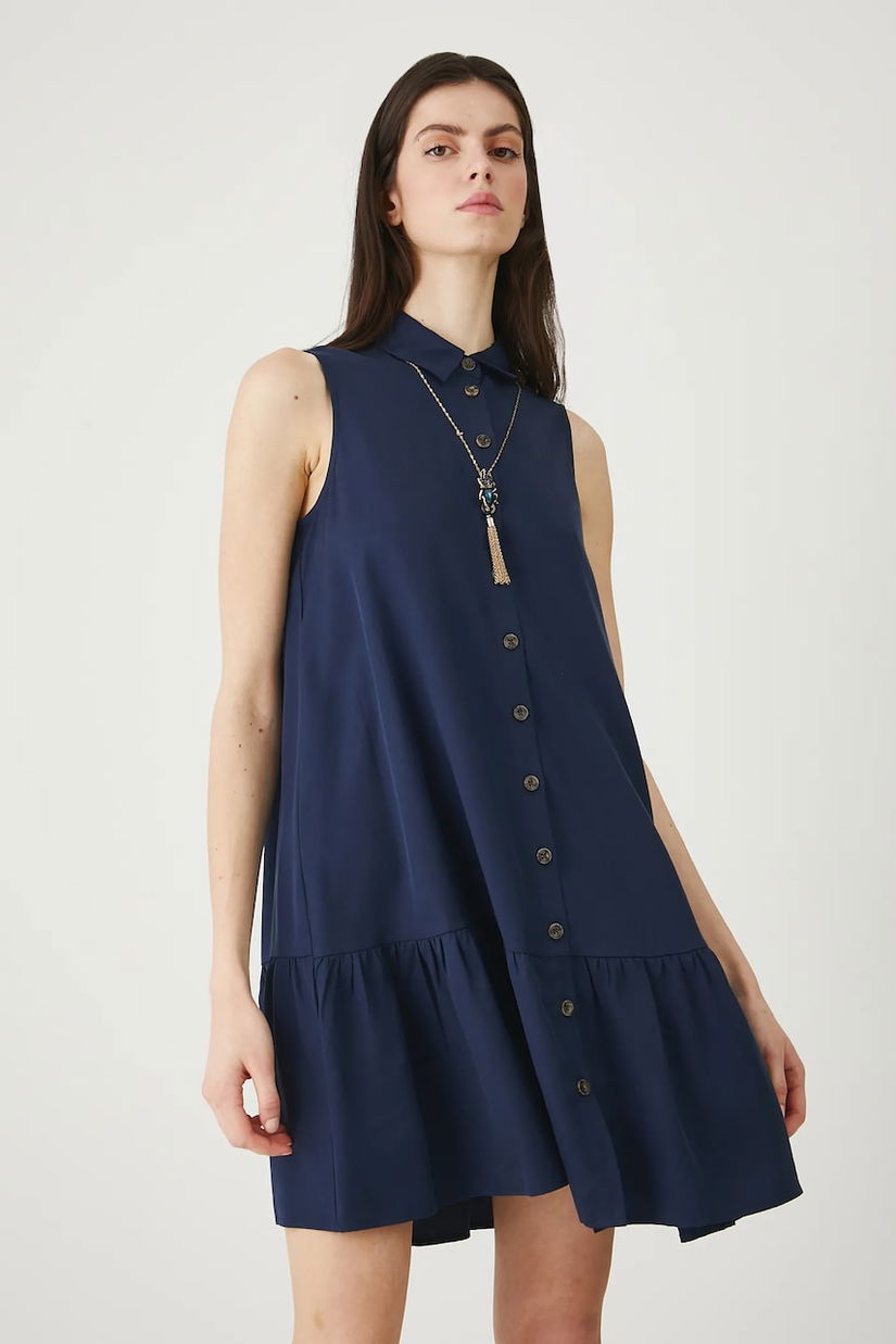 Medicine rochie culoarea bleumarin, mini, oversize