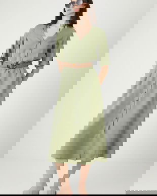 Medicine rochie culoarea verde, midi, evazați