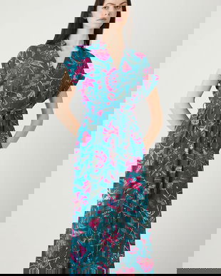 Medicine rochie culoarea verde, midi, evazați