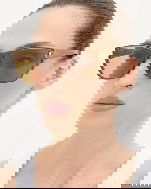 Saint Laurent ochelari de soare femei, culoarea galben, SL 758