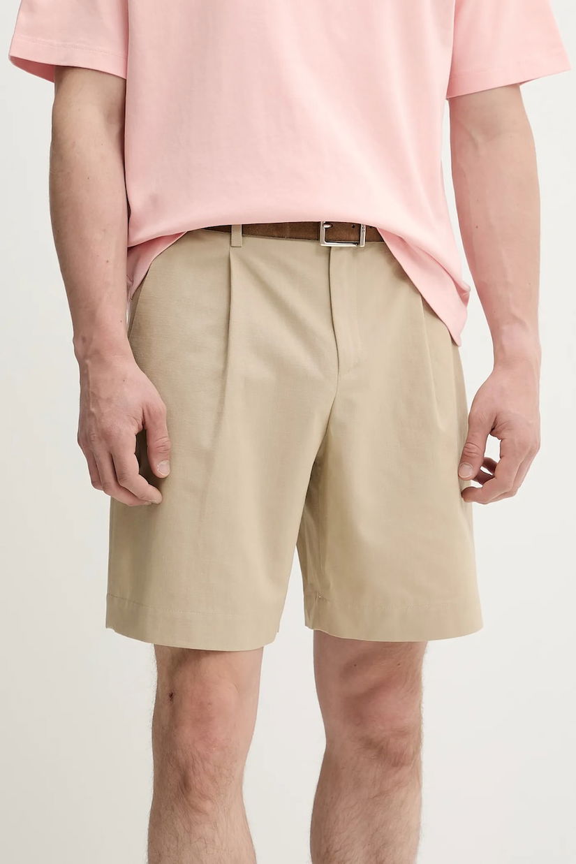 A.P.C. pantaloni scurți din bumbac short crew bărbați, culoarea bej, COHFU.H10198
