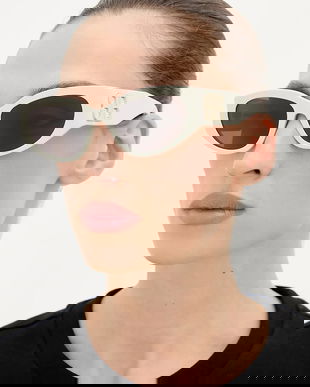 Balenciaga ochelari de soare femei, culoarea bej, BB0324SK