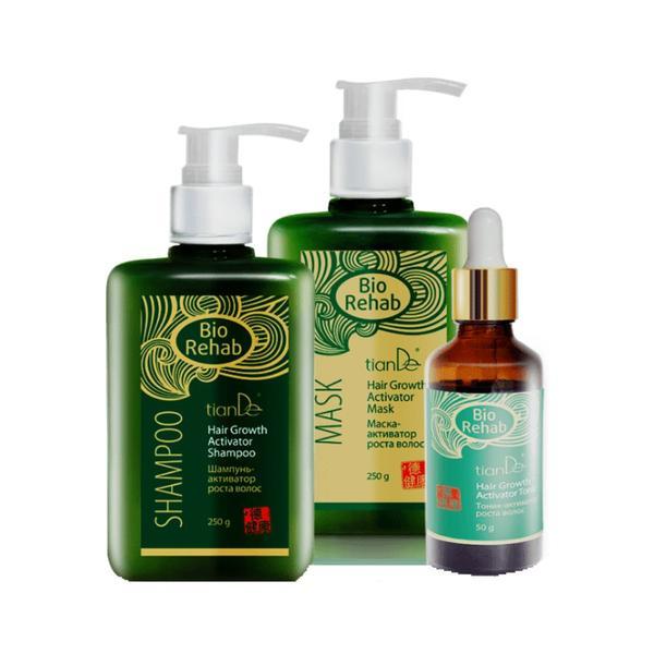 Set pentru Activarea Cresterii Parului, Sampon 250 g + Masca 250 g + Tonic 50 g, TianDe, Bio Rehab