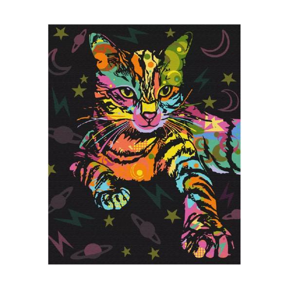 Set pictura pe numere (panza) Pisica Neon 50x40 cm