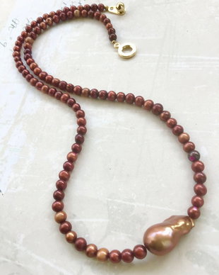 Colier CHOKER perle de cultura aramii rosiatice & perla Baroc