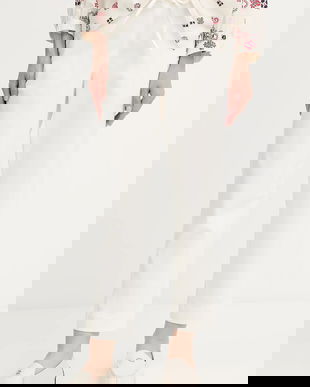 MM pantaloni MARA culoarea alb, drept, high waist, 2526136017600