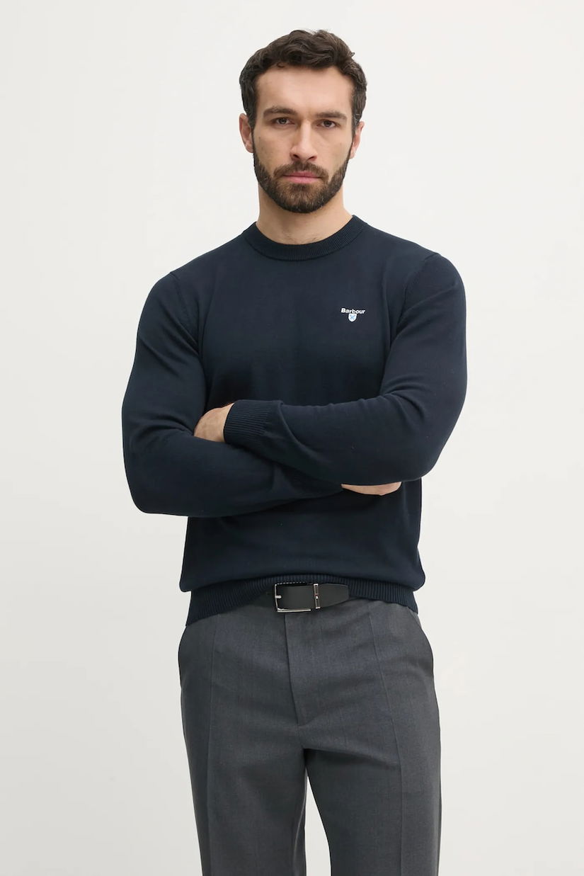 Barbour pulover de bumbac Lingwood Compact Cotton Crew Sweater bărbați, culoarea bleumarin, light, MKN1643
