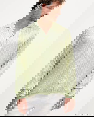 Frescobol Carioca cămașă de mătase culoarea verde, regular, 2591.432