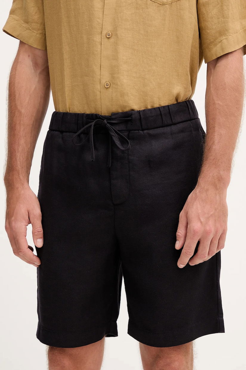 Frescobol Carioca pantaloni scurți din in culoarea negru, 1241.02