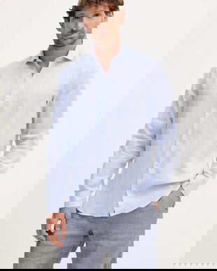 Frescobol Carioca cămașă de in cu guler clasic, regular, 1060.05