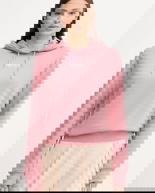 Tommy Jeans hanorac de bumbac culoarea roz, cu glugă, cu imprimeu, DW0DW20943