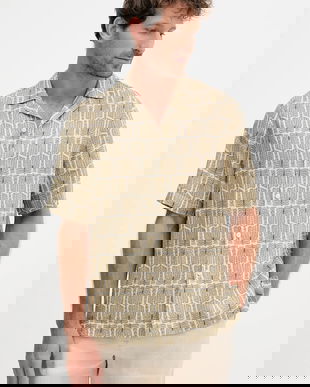 Frescobol Carioca cămașă de in culoarea verde, regular, 2593.843