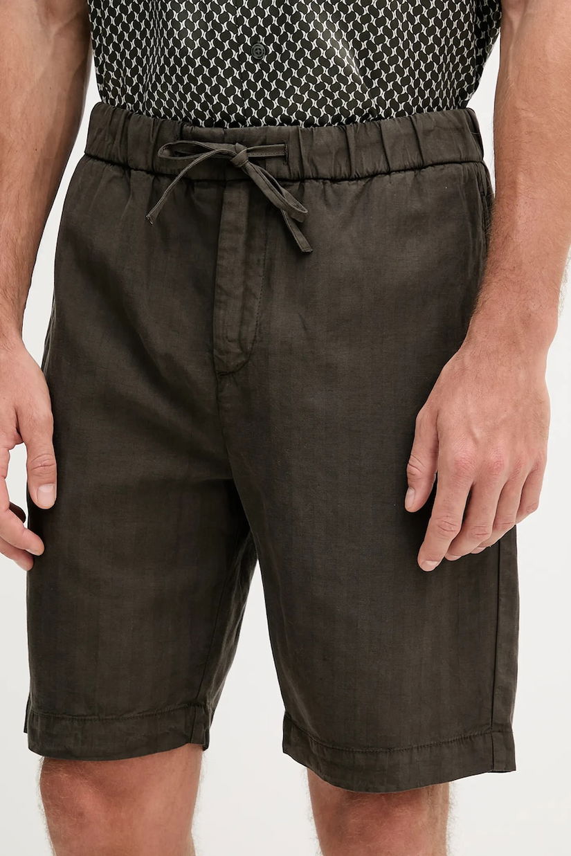 Frescobol Carioca pantaloni scurți din amestec de in culoarea verde, 2603.840