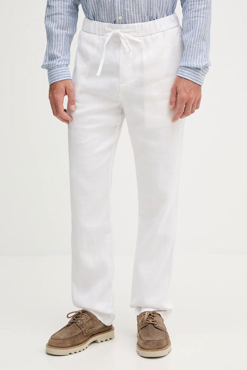 Frescobol Carioca pantaloni din in culoarea alb, cu fason chinos, 1240.01