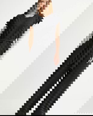 Marc O'Polo salopetă culoarea negru, cu decolteu rotund, 506097590007