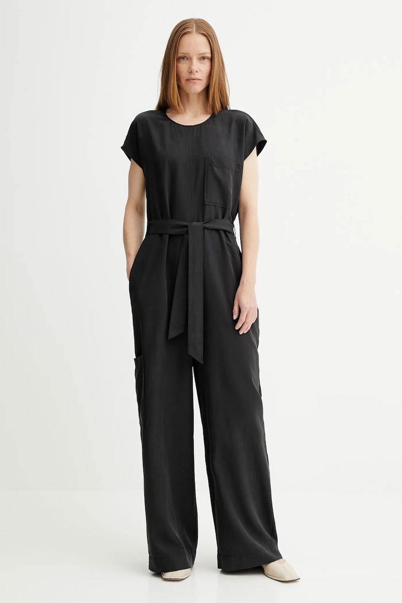 Marc O'Polo salopetă culoarea negru, cu decolteu rotund, 506097590007