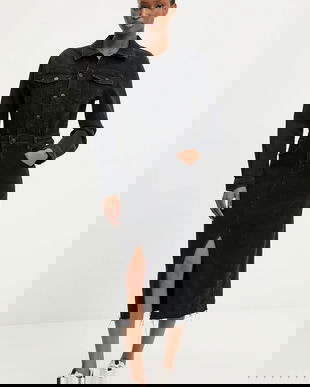 Answear.LAB rochie jeans culoarea negru, midi, mulata