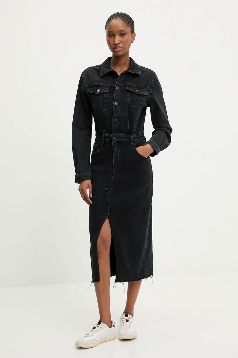 Answear.LAB rochie jeans culoarea negru, midi, mulata