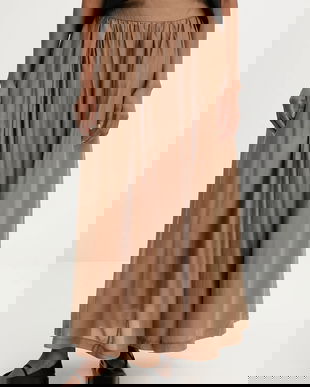 Answear.LAB fusta culoarea bej, maxi, evazati