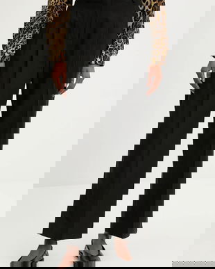 Answear.LAB pantaloni de bumbac culoarea negru, drept, high waist