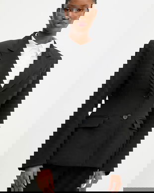 Answear.LAB sacou culoarea negru, un singur rand de nasturi, neted