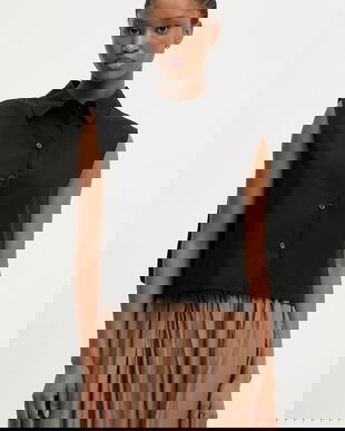 Answear.LAB bluza din bumbac culoarea negru, neted