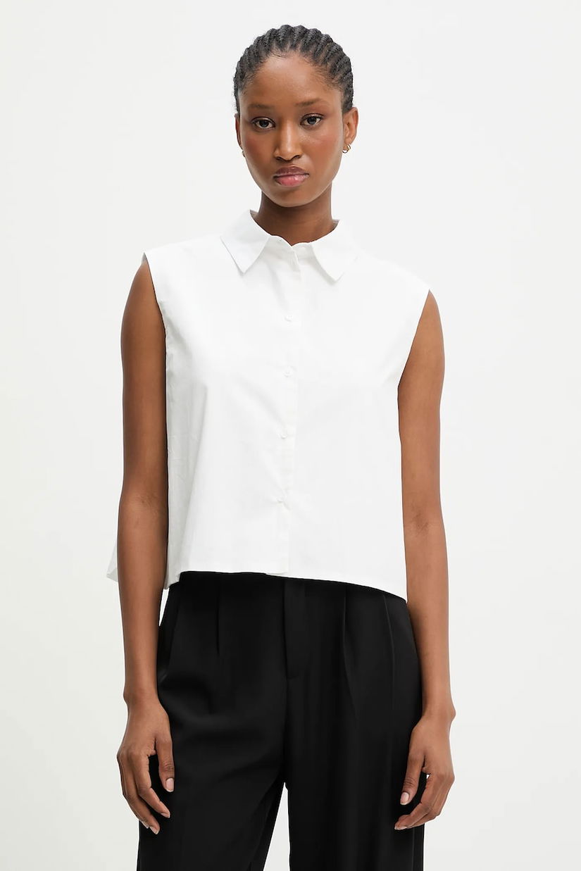 Answear.LAB bluza din bumbac culoarea alb, neted