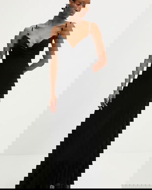 Answear.LAB rochie din bumbac culoarea negru, maxi, evazati