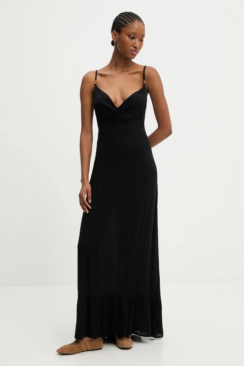 Answear.LAB rochie din bumbac culoarea negru, maxi, evazati
