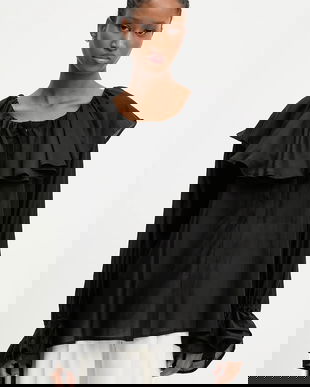 Answear.LAB bluza culoarea negru, neted