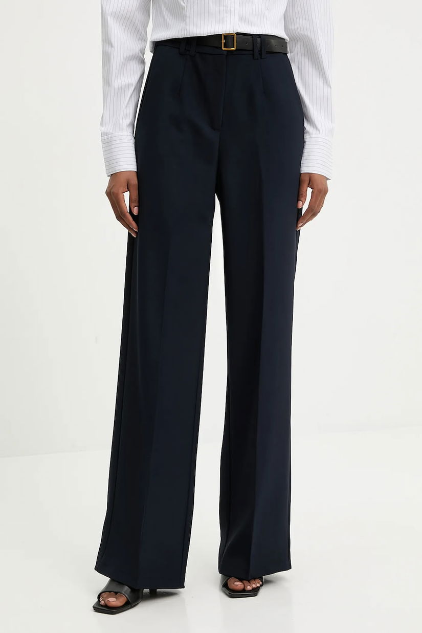 Answear.LAB pantaloni culoarea albastru marin, lat, high waist