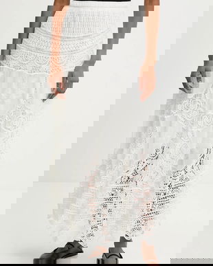 Answear.LAB fusta culoarea alb, maxi, evazati