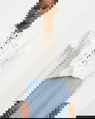 Answear.LAB bluza din bumbac culoarea alb, neted