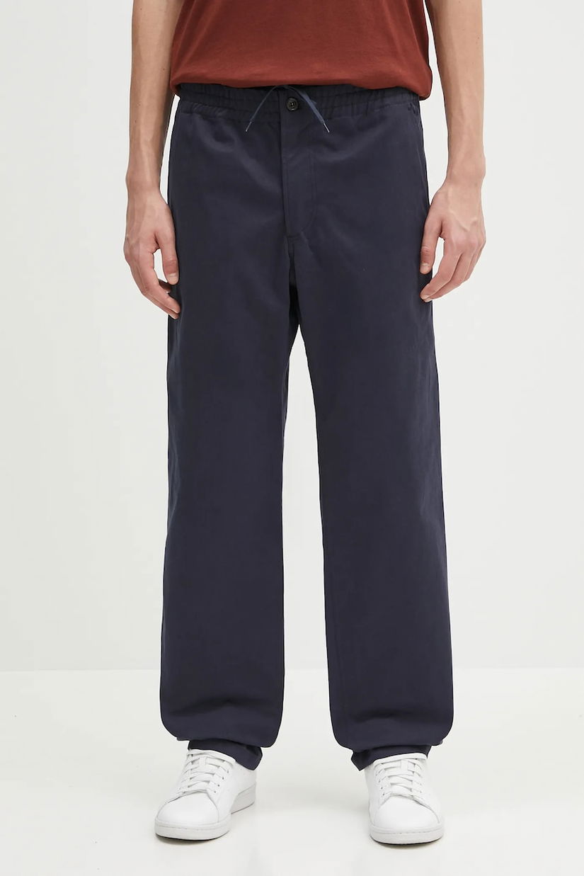 A.P.C. pantaloni de bumbac pantalon chuck culoarea albastru marin, drept, COGEW.H08408