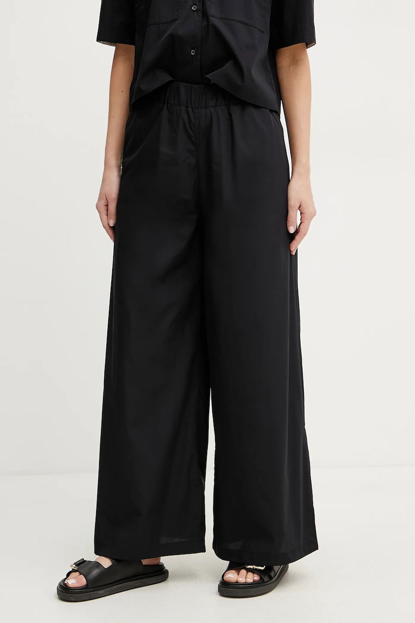 MAX&Co. pantaloni de bumbac femei, culoarea negru, lat, high waist, 2516131094200