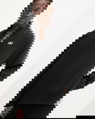 adidas Originals bluză Spacer Drill TT culoarea negru, cu imprimeu, JW5958