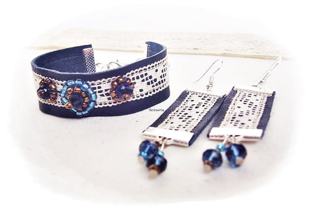 set piele dantela si cristale
