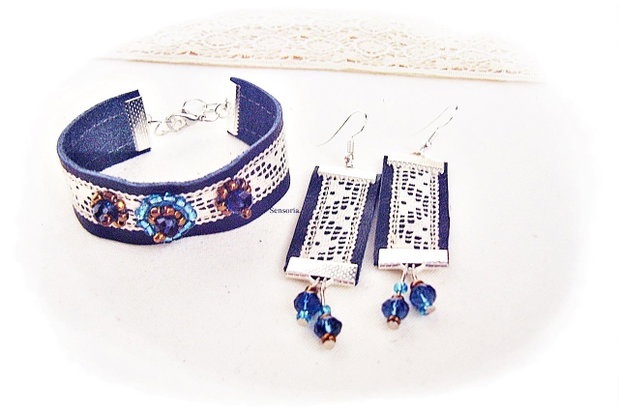 set piele dantela si cristale
