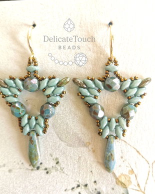 Cercei Handmade Boho Turcoaz mint si margea ceheasca dangle | Placat cu Aur