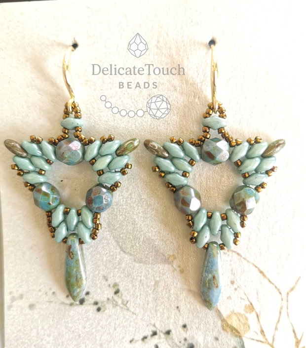 Cercei Handmade Boho Turcoaz mint si margea ceheasca dangle | Placat cu Aur