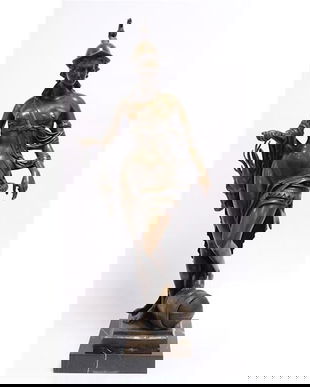 Bavaria-statueta din bronz cu un soclu din marmura