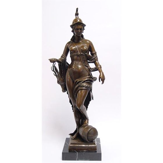 Bavaria-statueta din bronz cu un soclu din marmura