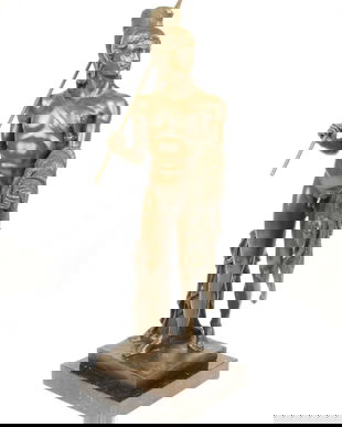 Iason cu Lana de aur-statueta din bronz pe un soclu din marmura