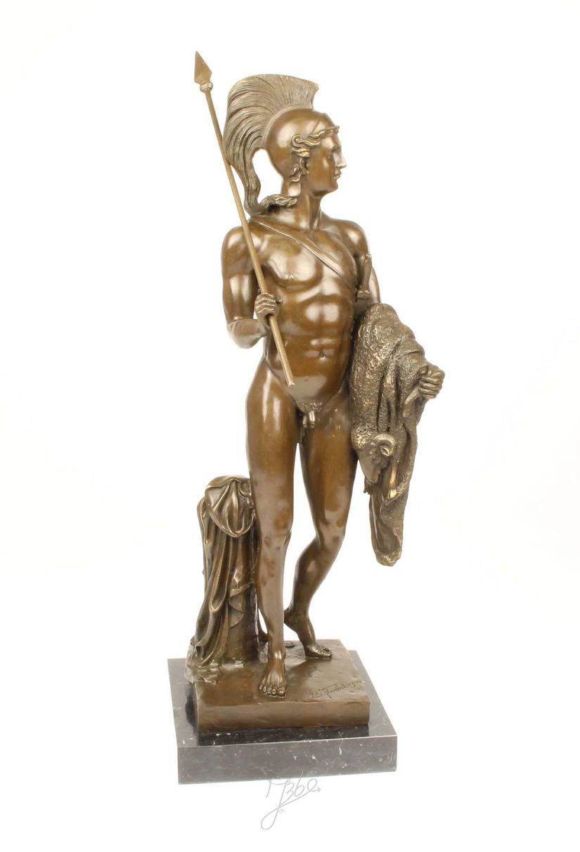 Iason cu Lana de aur-statueta din bronz pe un soclu din marmura