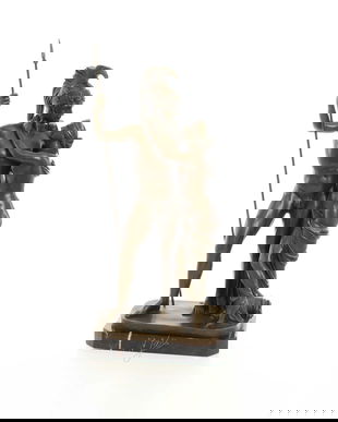 Venus si Marte-statueta din bronz pe un soclu din marmura