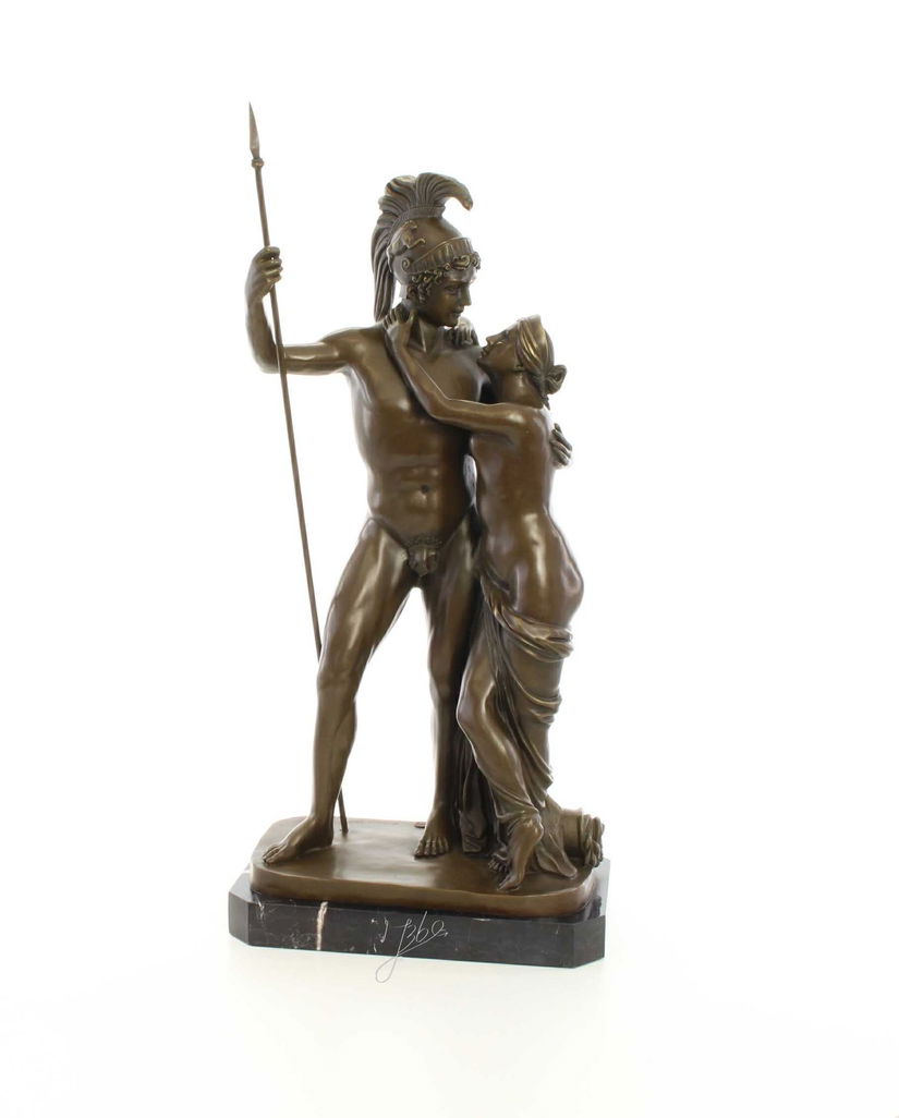 Venus si Marte-statueta din bronz pe un soclu din marmura