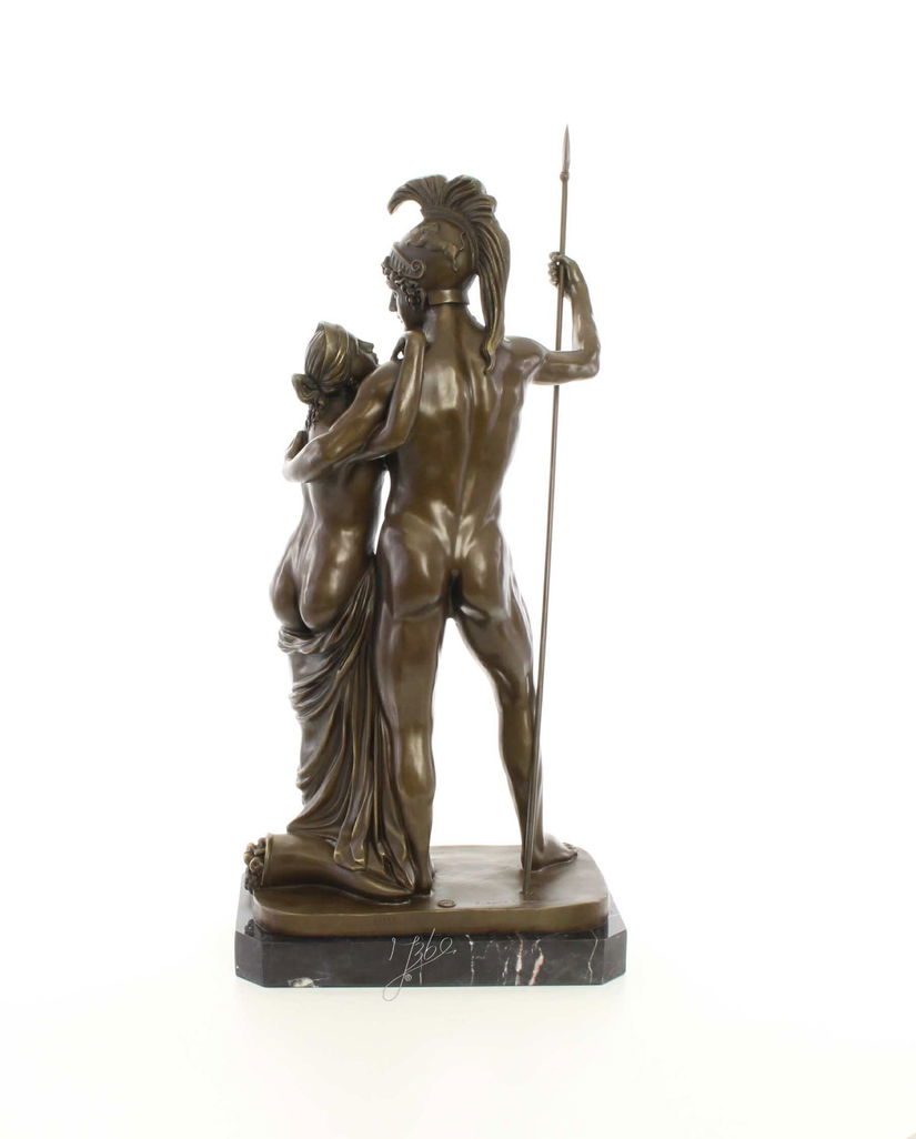 Venus si Marte-statueta din bronz pe un soclu din marmura