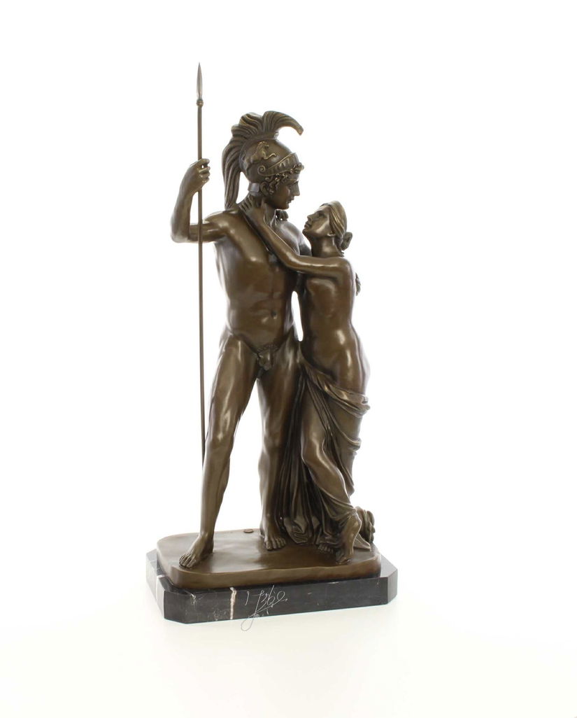 Venus si Marte-statueta din bronz pe un soclu din marmura