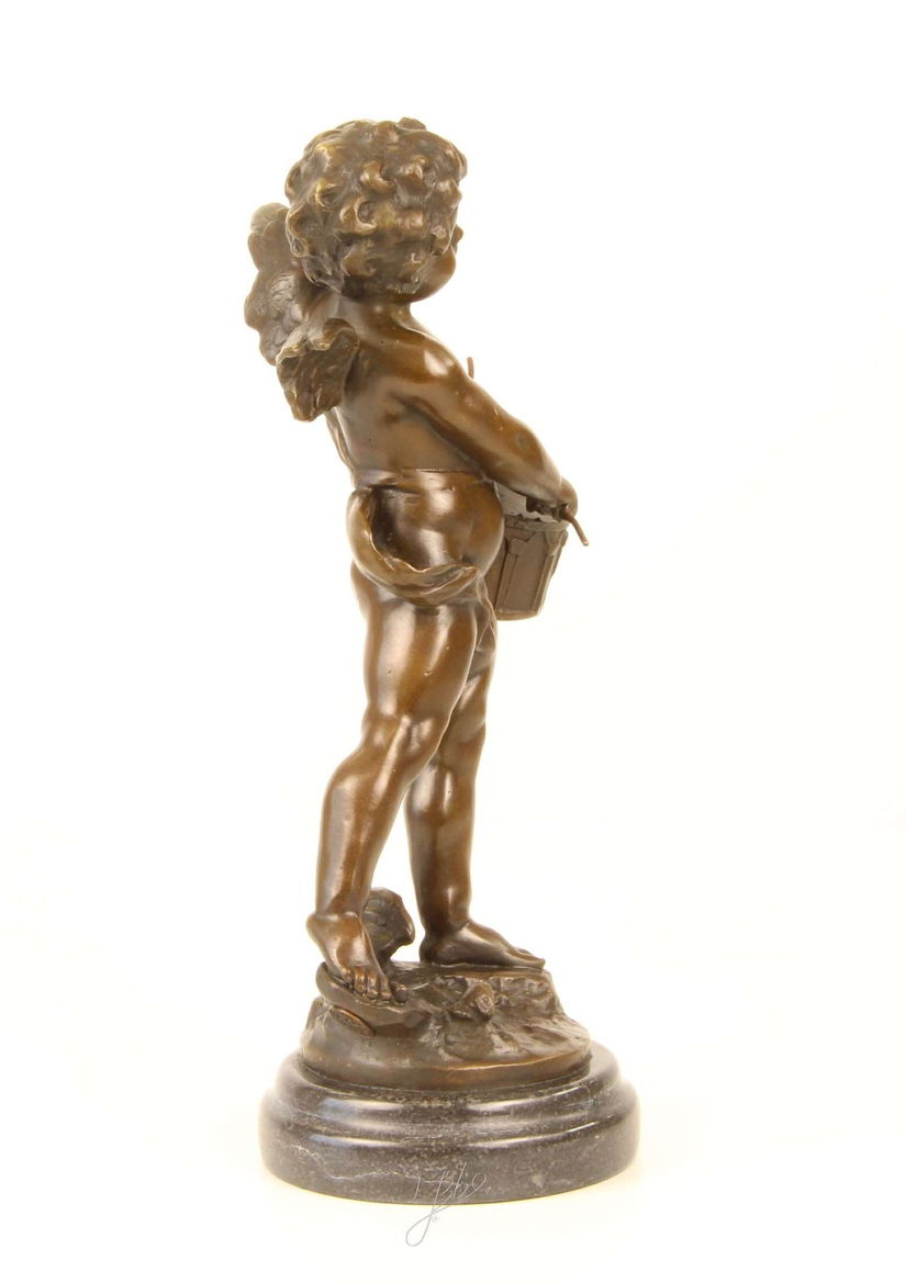 Ingeras cantand la tobe-statueta din bronz pe un soclu din marmura